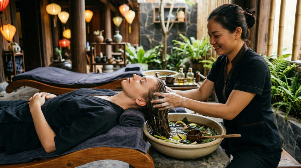 best hair wash hoi an vietnamese head spa treatment