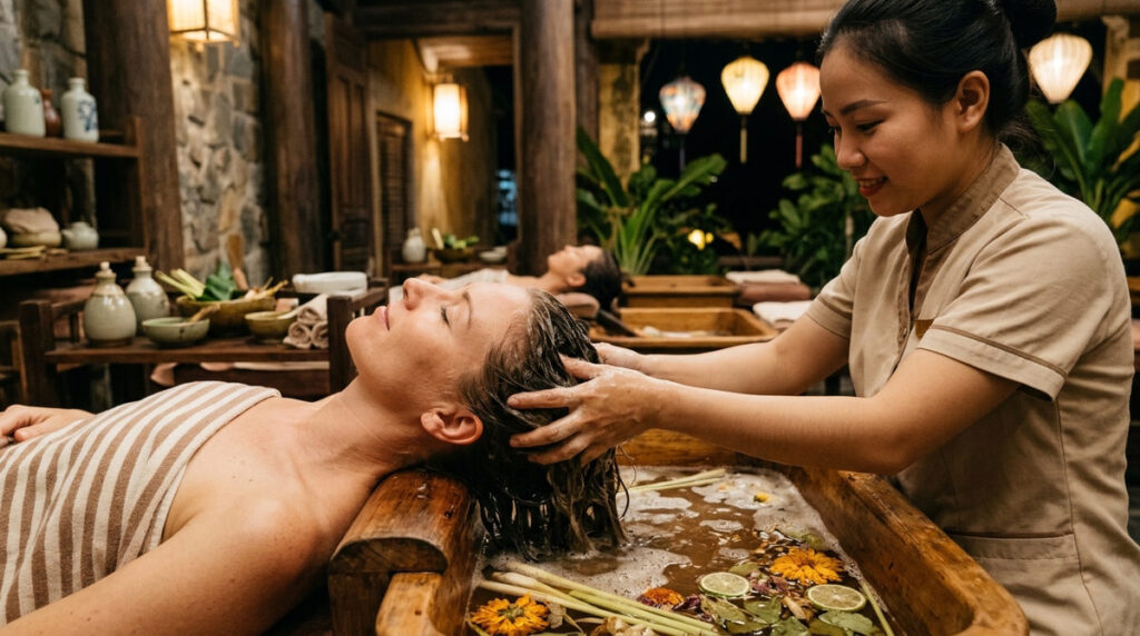 Best hair wash in Hoi An with herbal head spa treatment
