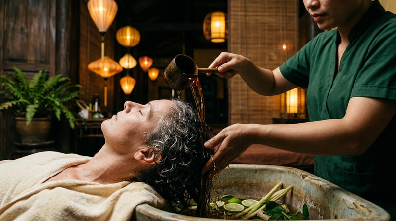 What to Expect During Your Cooling Herbal Hair Wash Hoi An
